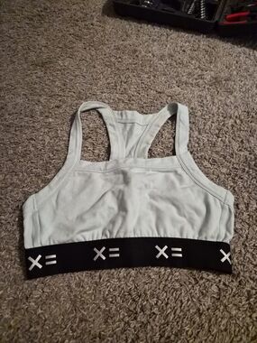 TomboyX Light Blue and Black Sports Bra
